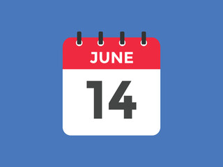 june 14 calendar reminder. 14th june daily calendar icon template. Vector illustration 
