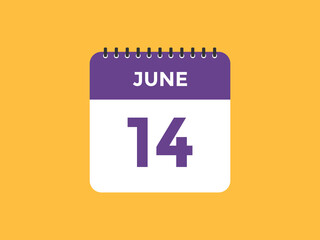 june 14 Calendar icon Design. Calendar Date 14th june. Calendar template 
