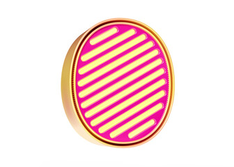 Fototapeta premium Vivid neon font in pink and golden yellow color combination. Digit number 0 in high definition 3D rendering.