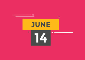 june 14 Calendar icon Design. Calendar Date 14th june. Calendar template 
