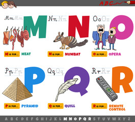 educational cartoon alphabet letters for children from M to R