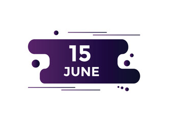 june 15 calendar reminder. 15th june daily calendar icon template. Vector illustration 
