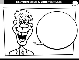 black and white cartoon meme template with comic guy