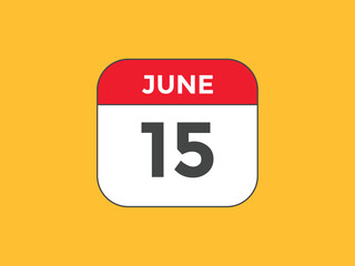 june 15 Calendar icon Design. Calendar Date 15th june. Calendar template 
