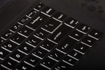 Fototapeta na wymiar laptop keyboard modern laptop closeup