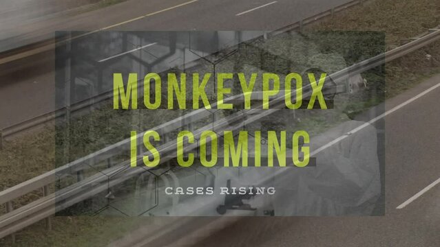 Animation of monkey pox is coming over lab workers and road traffic