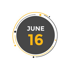june 16 Calendar icon Design. Calendar Date 16th june. Calendar template 
