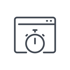 Response time and online time tracking line icon. Web page with stopwatch vector outline sign.