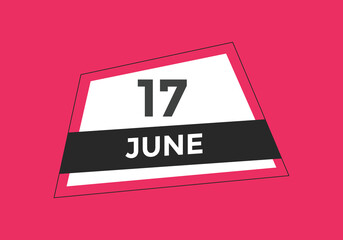 june 17 Calendar icon Design. Calendar Date 17th june. Calendar template 
