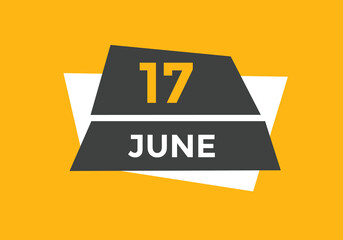 june 17 Calendar icon Design. Calendar Date 17th june. Calendar template 
