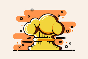 Cartoon explosion. Exploding bomb, atomic explode effect and comic explosions smoke clouds. Comic bomb fire flame. Vector illustration icon
