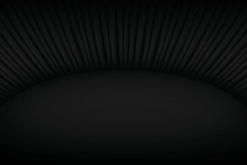 Black Curtain Background. Celebration Event or Grand Opening Backdrop. Wallpaper. Vector