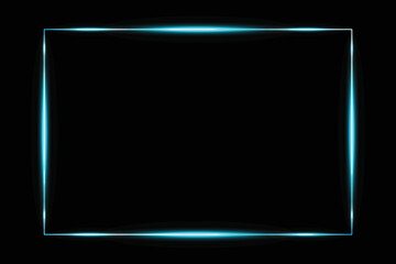 Neon Blue Glowing Frame Isolated On Black Background. Vector Illustration