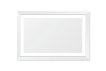 Realistic Luxury White Picture Frame Isolated On White Background. Vector Illustration