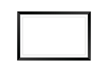 Realistic Black And White Picture Frame Isolated On White Background. Vector Illustration