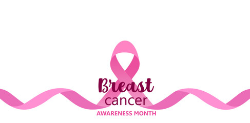 Breast cancer awareness background. October is month of breast cancer awareness in the world. Dedsign with pink ribbon. Vector.