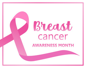 Breast cancer awareness background. October is month of breast cancer awareness in the world. Dedsign with pink ribbon. Vector.
