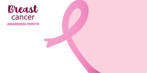 Breast cancer awareness background. October is month of breast cancer awareness in the world. Dedsign with pink ribbon. Vector.