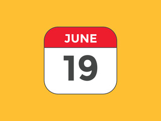 june 19 Calendar icon Design. Calendar Date 19th june. Calendar template 
