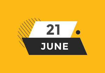 june 21 Calendar icon Design. Calendar Date 21th june. Calendar template 
