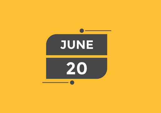 june 20 Calendar icon Design. Calendar Date 20th june. Calendar template 
