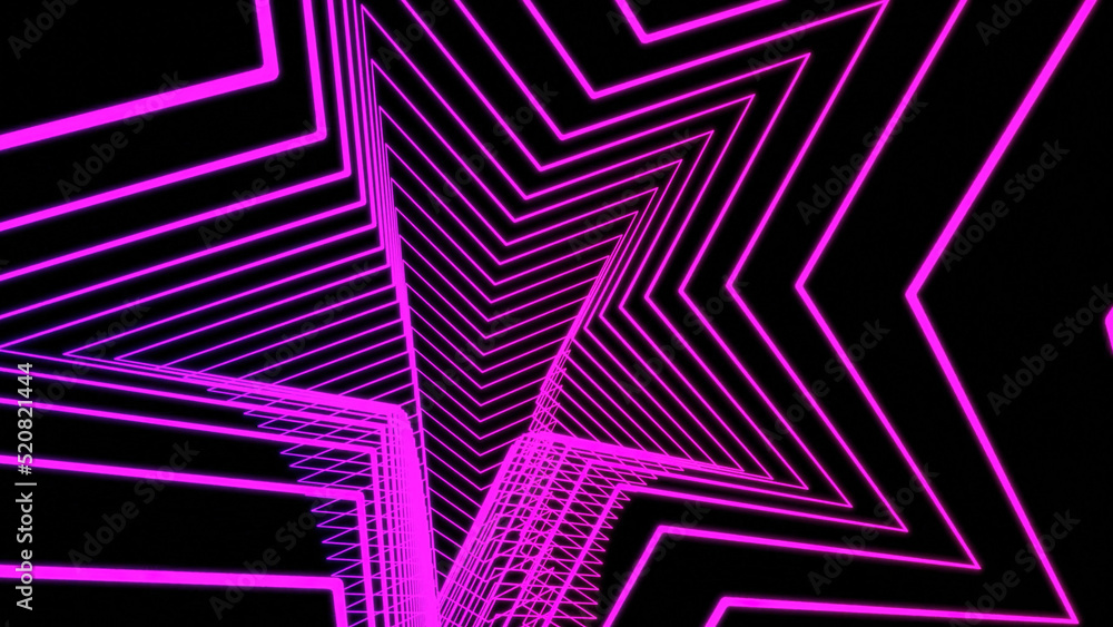 Poster moving tunnel of lines in shape of star. design. beautiful tunnel in shape of star on black backgrou