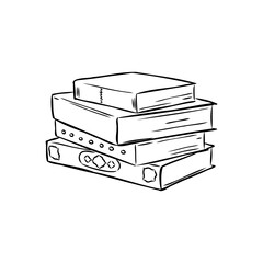 Stack of books isolated on white, Hand Drawn Sketch Vector illustration.