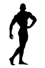 black silhouette of a man with muscles, an athlete