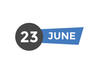 june 23 calendar reminder. 23th june daily calendar icon template. Vector illustration 
