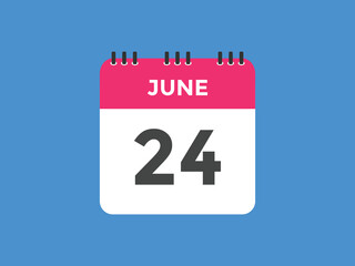 june 24 calendar reminder. 24th june daily calendar icon template. Vector illustration 
