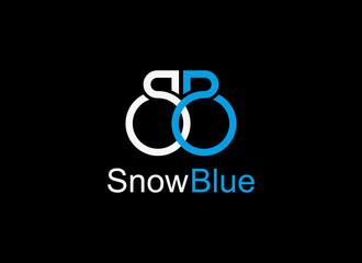 Initial Letter S and B Linked Logo. White and Blue Letter SB BS Circular isolated on Dark Background. Suitable for Business, Branding, Identity and Technology Logos. Flat Vector Logo Design Template.