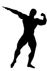black silhouette of a man with muscles, an athlete - 520822069