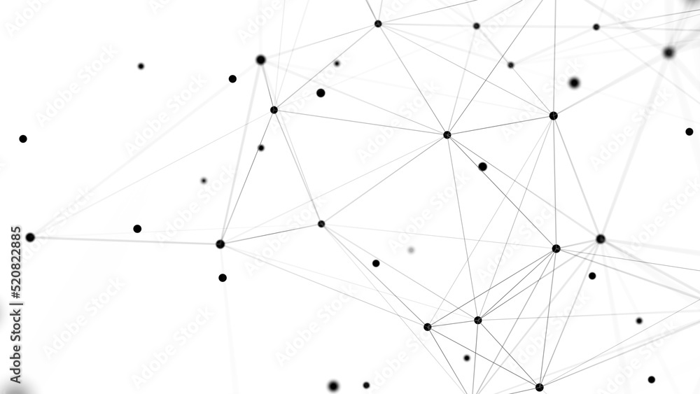 Leinwandbilder The distribution of triangular shapes in space. Network connection structure. Big data digital background. 3D rendering.