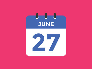 june 27 Calendar icon Design. Calendar Date 27th june. Calendar template 
