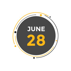 june 28 Calendar icon Design. Calendar Date 28th june. Calendar template 
