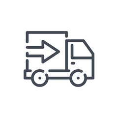Fast delivery line icon. Shipping van with arrow vector outline sign.