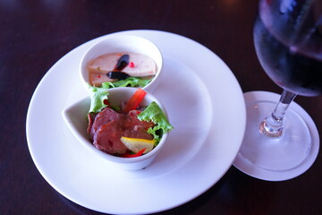 Red Wine and Appetizer, Image of Night Life and Bar - 赤ワイン 前菜 バー