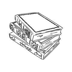 Stack of books isolated on white, Hand Drawn Sketch Vector illustration.