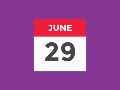 june 29 Calendar icon Design. Calendar Date 29th june. Calendar template 

