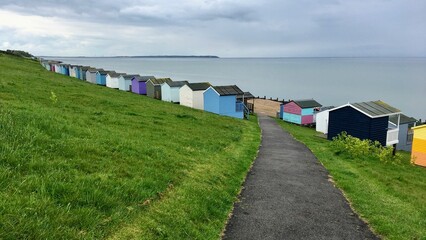 Naklejka premium beach huts on the beach