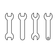 Wrench tool symbol in line style. Vector illustration