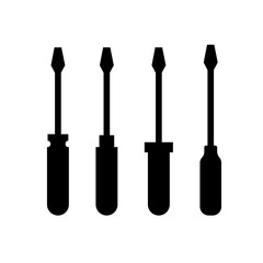 Tool set screwdriver silhouette. Vector illustration