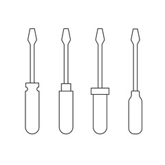 Tool set screwdriver in line style. Vector illustration