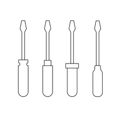 Tool set screwdriver in line style. Vector illustration