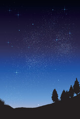 Naklejka premium ベクター背景素材_夜空_山