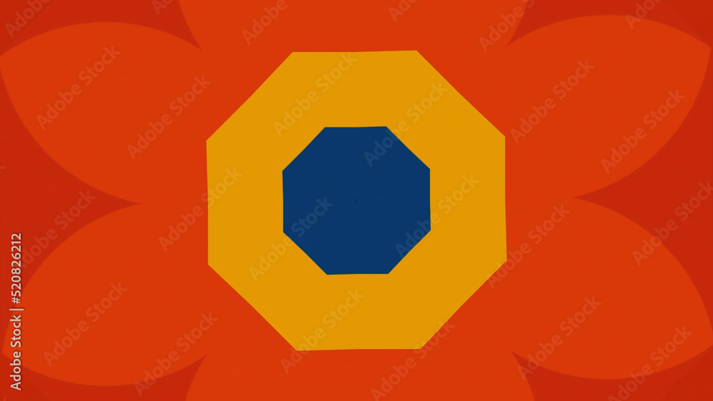 Poster red kaleidoscope multicolored pattern with kaleidoscopic flower. motion. floral pattern with geometr