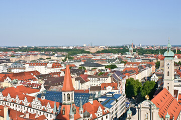 Naklejka na ściany i meble Aerial view of old town of Munich Germany