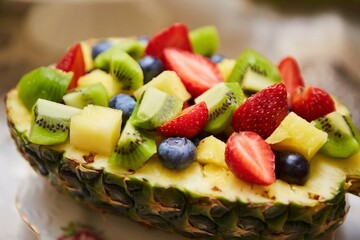 Assorted types of fruits. Serving fruit for the holiday table.