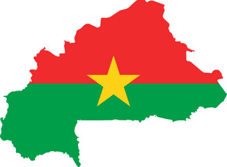 Burkina Faso  flag on map on transparent  background