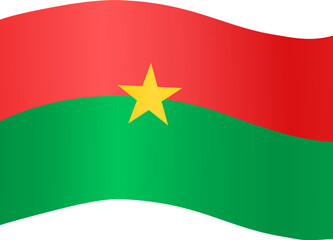 Burkina Faso flag flying on white background